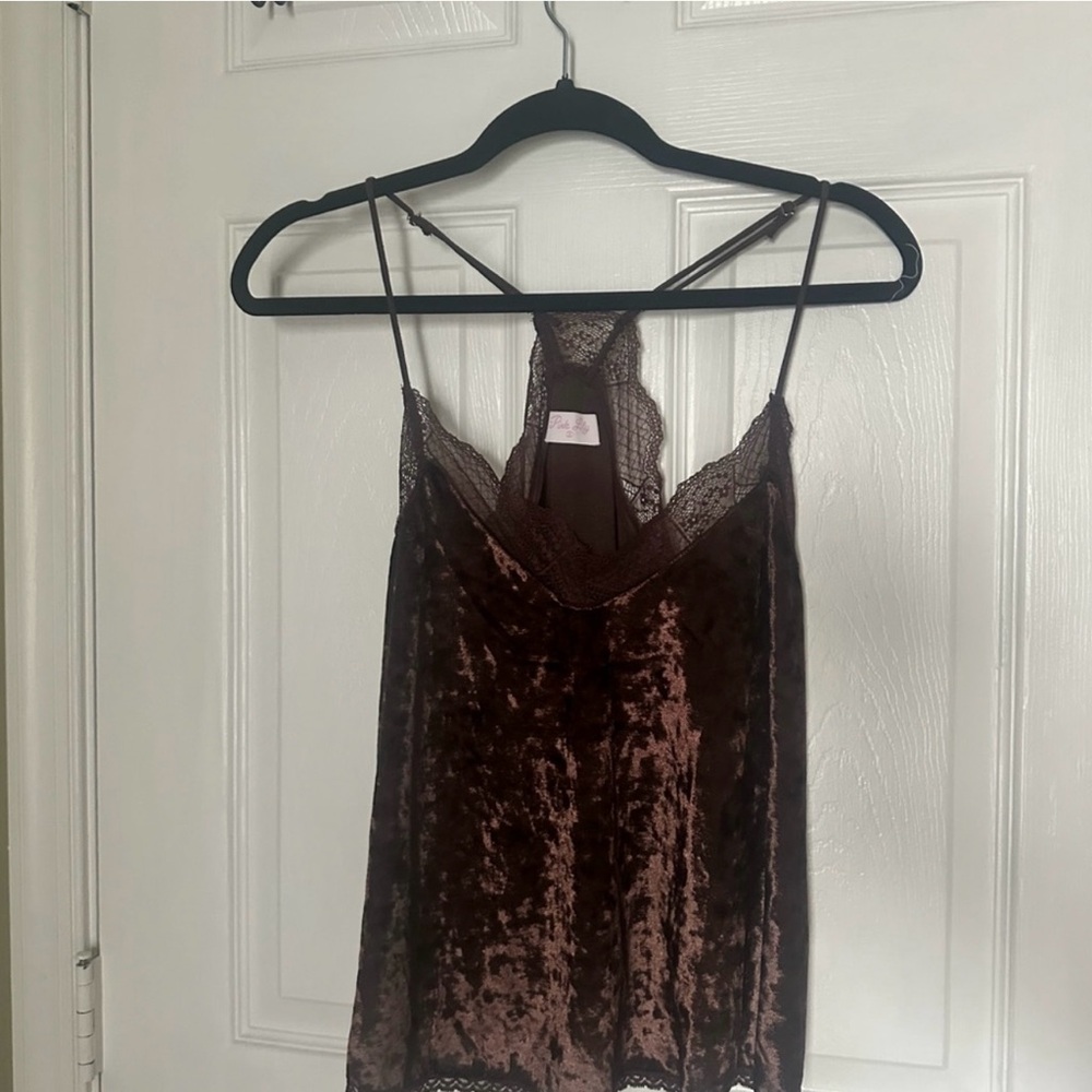 Pink Lily Brown Velvet Camisole
